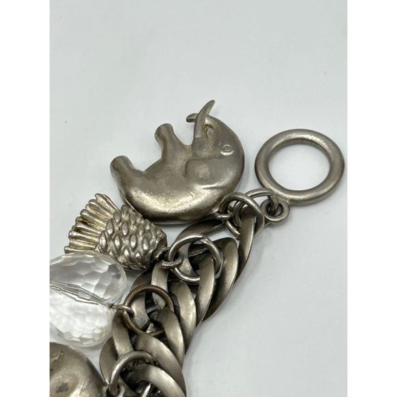 Vintage Loaded Charm Bracelet Lucite Beads Elephants Flat Links Figural Bracelet - Picture 6 of 8